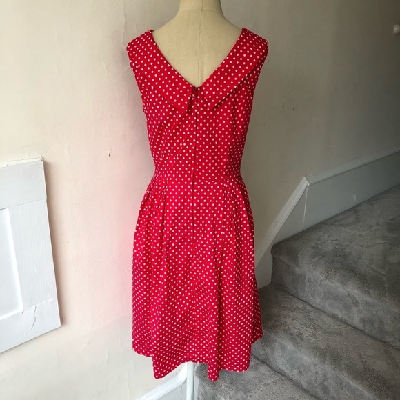 Golightly Pinup Retro Judie Red Stretch Cotton Polkadot Sleeveless Dress EUC S - Picture 5 of 9